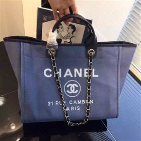 Chanel A68046 original canvas shopping handbag black bag 5949