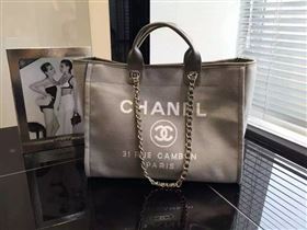 chaneI A68046 original canvas shopping handbag gray bag 5950