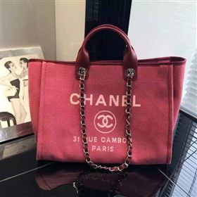 Chanel A68046 original canvas shopping handbag red bag 5953