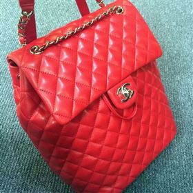 Chanel A91120 lambskin medium backpack handbag red bag 5958