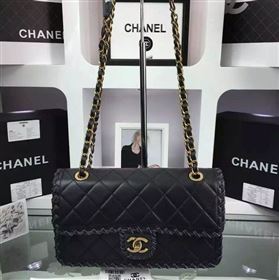 Chanel A92801 calfskin classic flap handbag black bag 5960