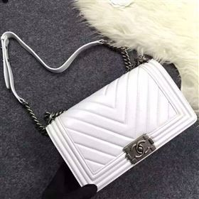 Chanel A67086 lambskin V le boy handbag white bag 5963