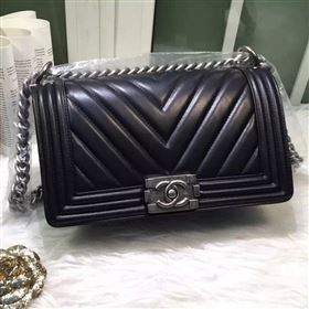 Chanel A67086 lambskin V le boy handbag black bag 5966
