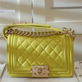 Chanel A67085 lambskin small le boy handbag yellow bag 5970