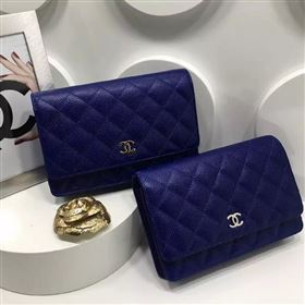 chaneI A33814 caviar lambskin small woc handbag blue bag 5974