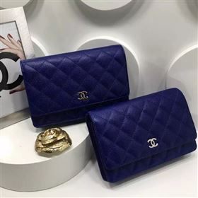 Chanel A33814 caviar lambskin small woc handbag blue bag 5974