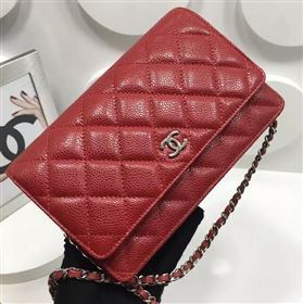 Chanel A33814 caviar lambskin small woc handbag red bag 5984