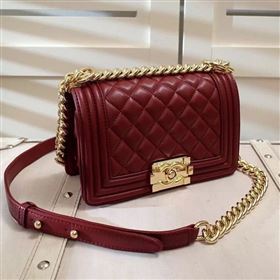 Chanel A67085 lambskin small le boy handbag wine bag 5993