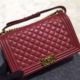 Chanel A67088 lambskin 28cm le boy handbag wine bag 5996
