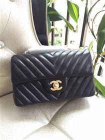 Chanel A1116 small lambskin black handbag V bag 5902