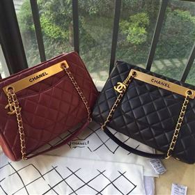 Chanel A57357 lambskin large shoulder handbag black bag 5912