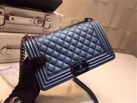 Chanel A67086 deerskin medium le boy handbag blue bag 5915