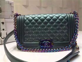 Chanel A67086 deerskin medium le boy handbag green bag 5916