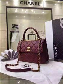 Chanel A92236 lambskin tote shoulder flap handbag wine bag 5921