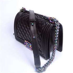 Chanel A67086 lambskin rainbow le boy handbag black bag 5939