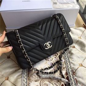 Chanel A1112 caviar lambskin flap handbag black bag 6040
