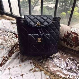 Chanel A46523 lambskin backpack handbag black bag 6043