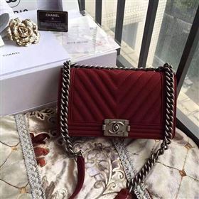 Chanel A67086 suede le boy handbag wine bag 6049