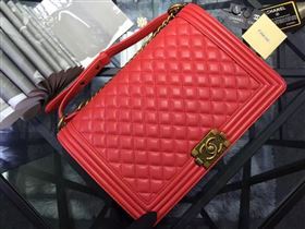 Chanel A67088 lambskin large 28cm le red boy bag 6053