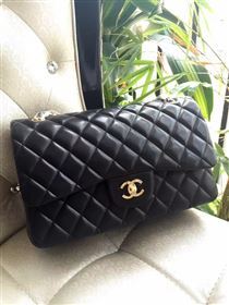 Chanel A1113 lambskin large classic black flap bag 6067