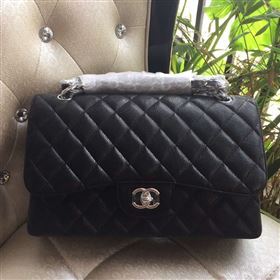 Chanel A1113 caviar lambskin large black flap bag 6070