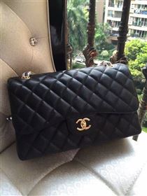 Chanel A1113 caviar lambskin large black flap bag 6071