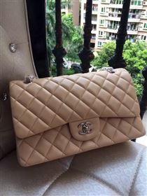 Chanel A1113 lambskin large apricot flap bag 6072