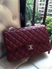 Chanel A1113 caviar lambskin large wine flap bag 6076