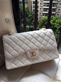 Chanel A1113 caviar lambskin large white flap bag 6078