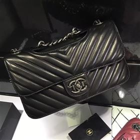 Chanel A68320 calfskin shoulder black flap bag 6093