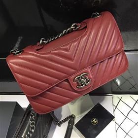 Chanel A68320 calfskin shoulder wine flap bag 6095
