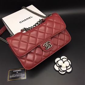 Chanel A68320 calfskin shoulder wine flap bag 6096