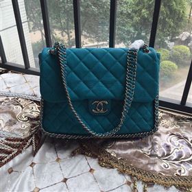 Chanel A94005 deerskin large tote handbag blue bag 6000