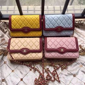 Chanel A33819 lambskin small le boy woc handbag pink bag 6017