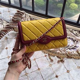 Chanel A33819 lambskin small woc handbag yellow bag 6018