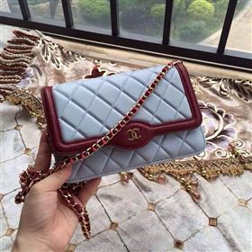 Chanel A33819 lambskin small woc handbag blue bag 6019