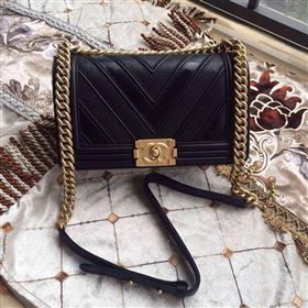 Chanel A67086 lambskin medium le boy handbag black bag 6022