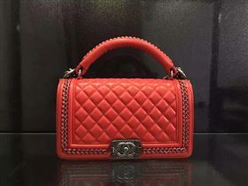 Chanel A67086 deerskin chain le boy handbag red bag 6030