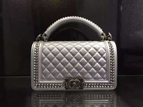 Chanel A67086 deerskin chain le boy handbag gray bag 6031