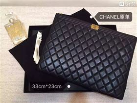 Chanel A82254 lambskin large clutch handbag black bag 6037