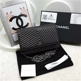 Chanel A33814 lambskin new woc handbag black bag 6140