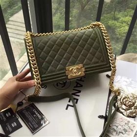 Chanel A67086 caviar lambskin green boy le bag 6144