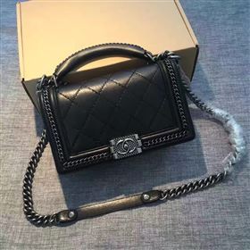 Chanel A94804 calfskin black chain le handbag boy bag 6147