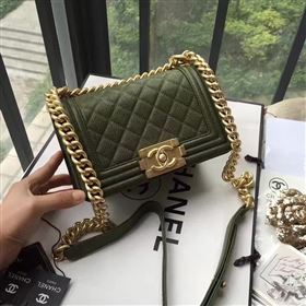 Chanel A67085 caviar lambskin small le green boy bag 6148