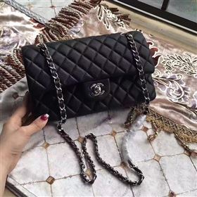 chaneI A1112 deerskin classic flap handbag black bag 6151