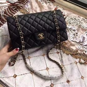 Chanel A1112 deerskin classic flap handbag black bag 6152