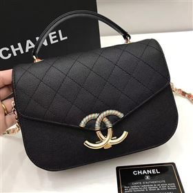 Chanel A93622 caviar lambskin black handbag tote bag 6157
