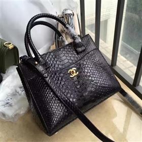 Chanel A69930 python black tote handbag shoulder bag 6158