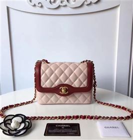 Chanel lambskin new 17cm flap pink shoulder bag 6167