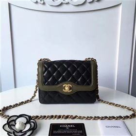 Chanel lambskin new 17cm flap black shoulder bag 6169